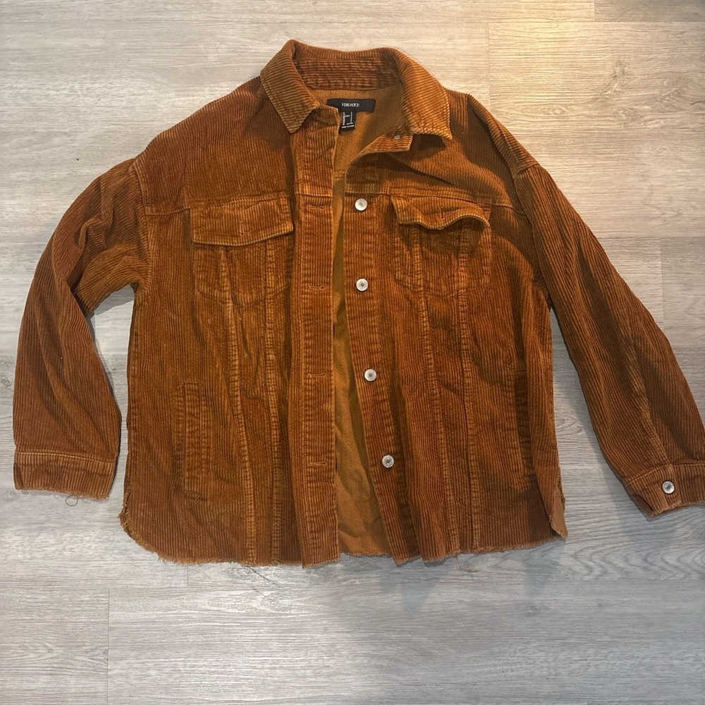 Brown Corduroy Button-Up Jacket